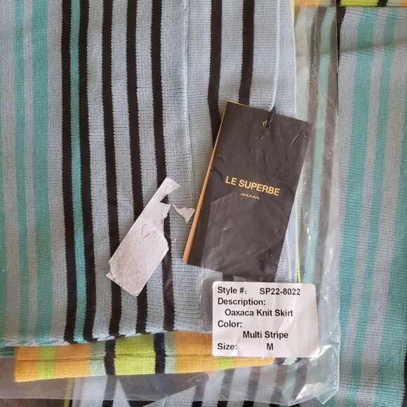 Le Superbe Oaxaca Multi Stripe Rib Knit Pencil Skirt Women's Size Medium - Picture 8 of 9